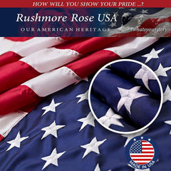 Rushmore Rose USA American Flag 3x5 hanging on a flagpole