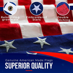 Rushmore Rose USA American Flag with embroidered stars