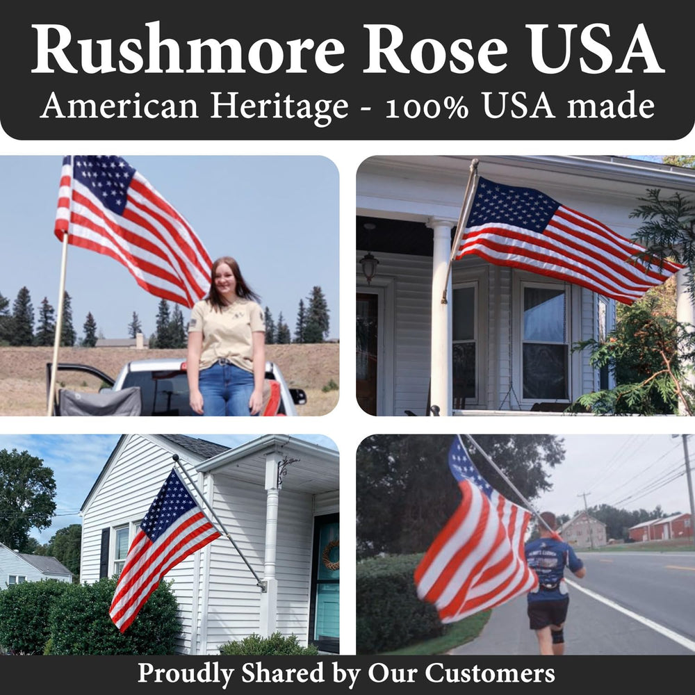 Rushmore Rose USA flag folded with care instructions