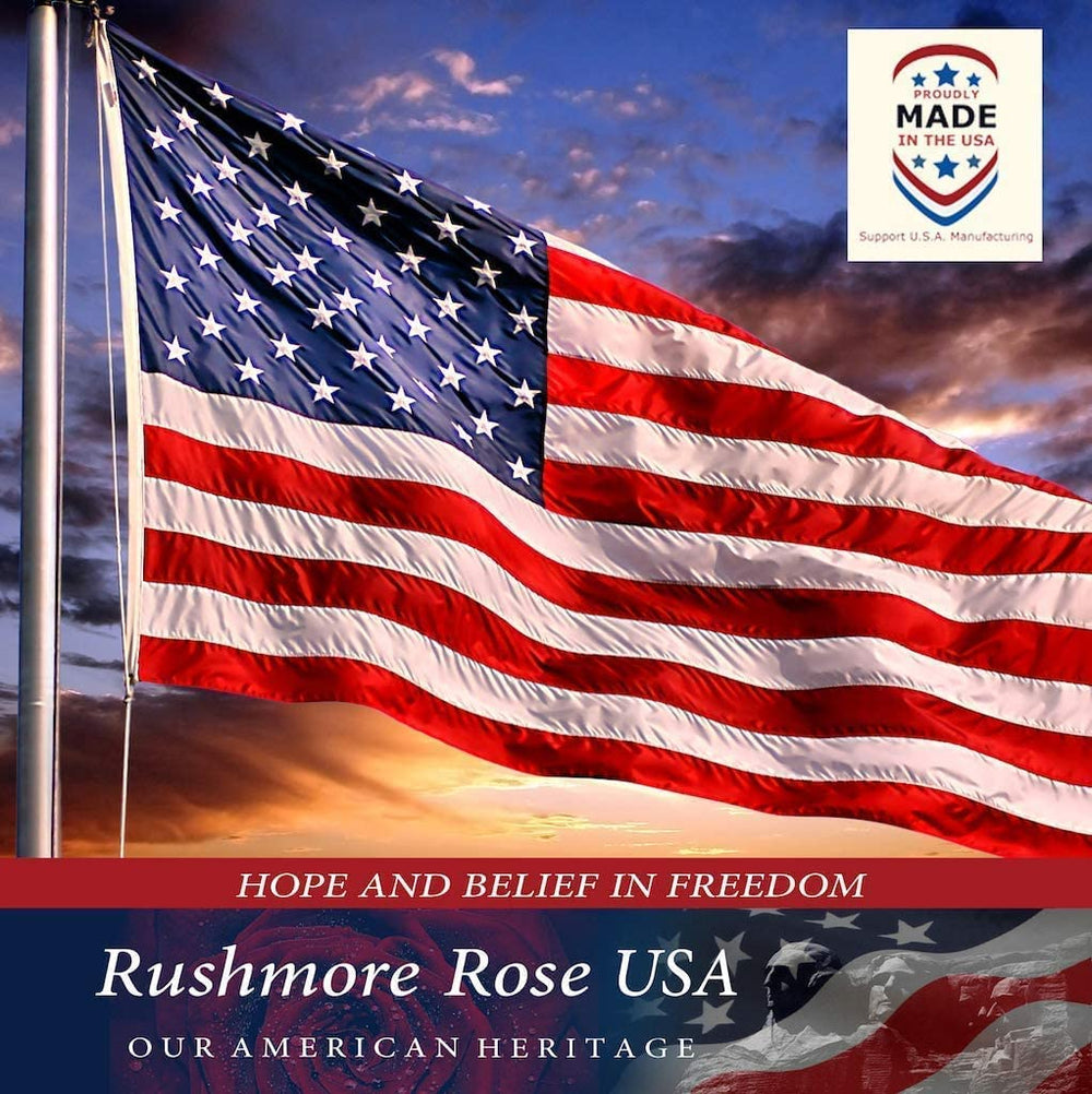 Rushmore Rose USA flag set against a clear sky