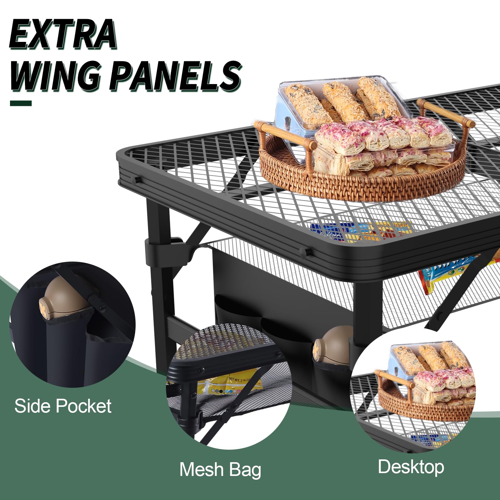Rust-Resistant Mesh Surface of WildFinder Camping Table