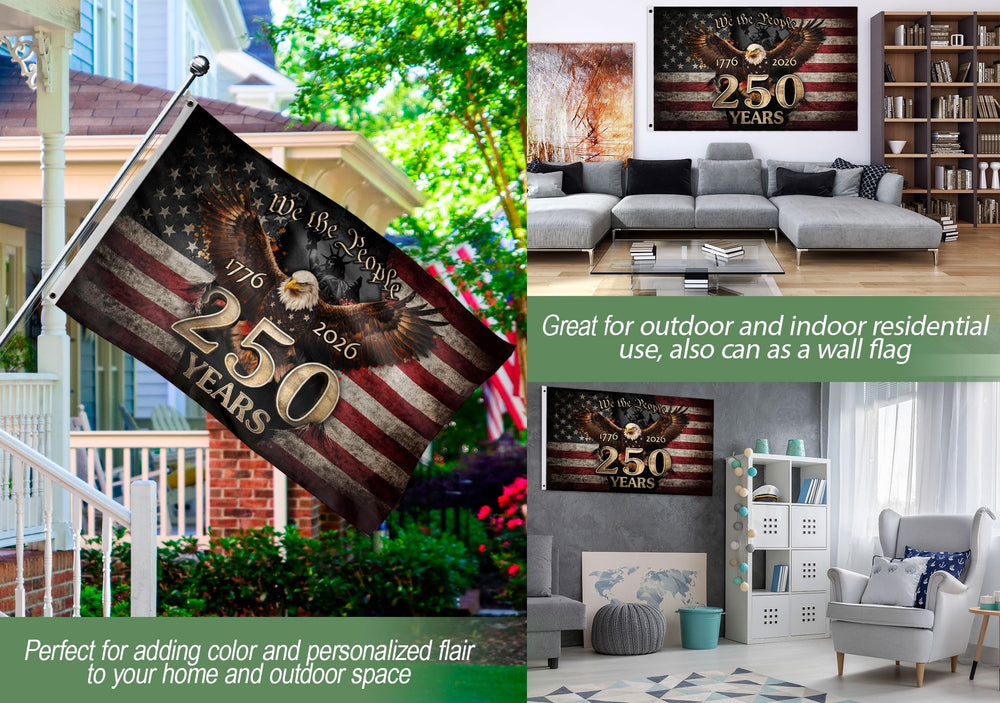RustField Co. 250 Anniversary USA Flag 3x5 ft display outdoors