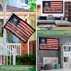 RustField Co. 250th Anniversary USA Flag displayed on a porch