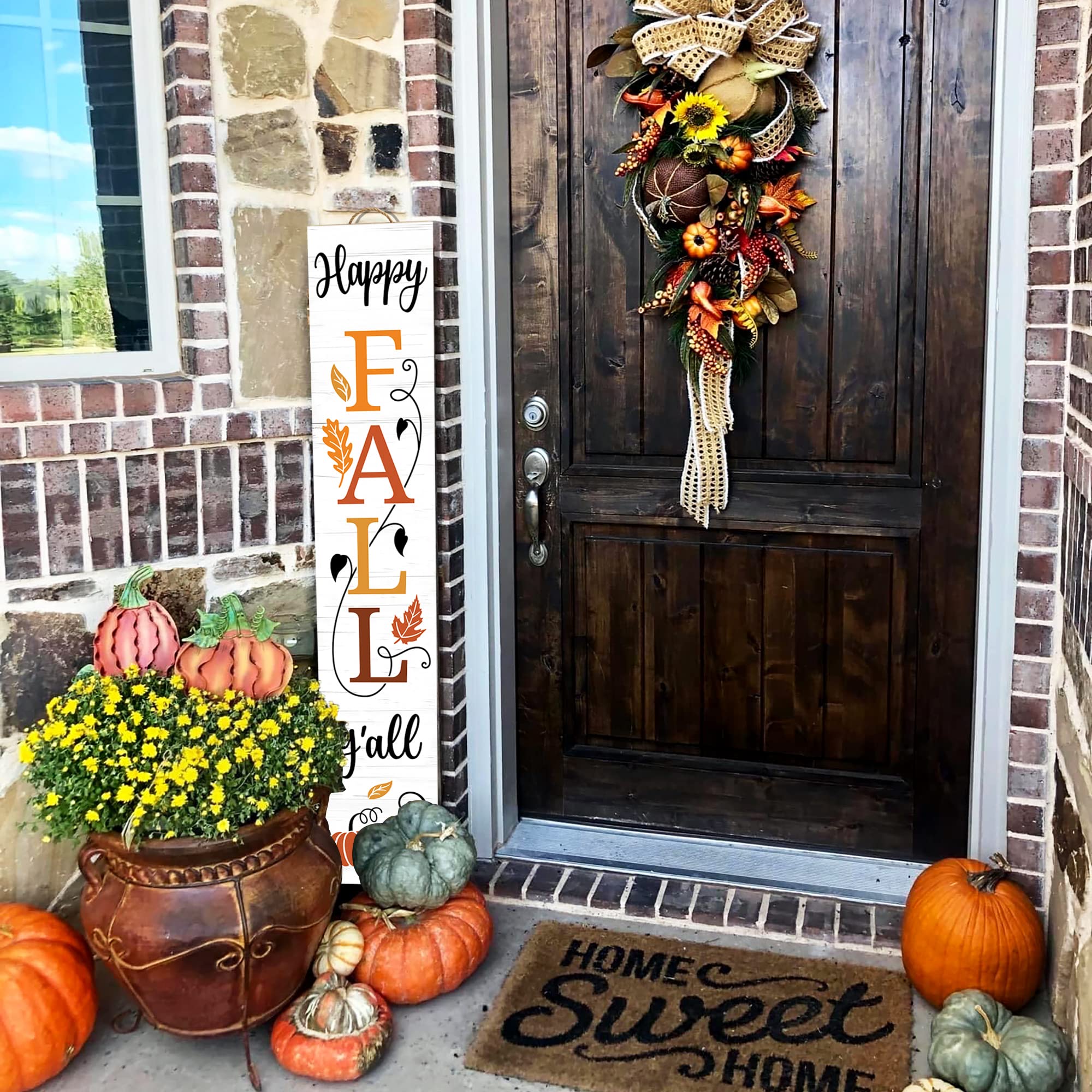 Rustic design of AUSTAB porch sign against fall backdrop