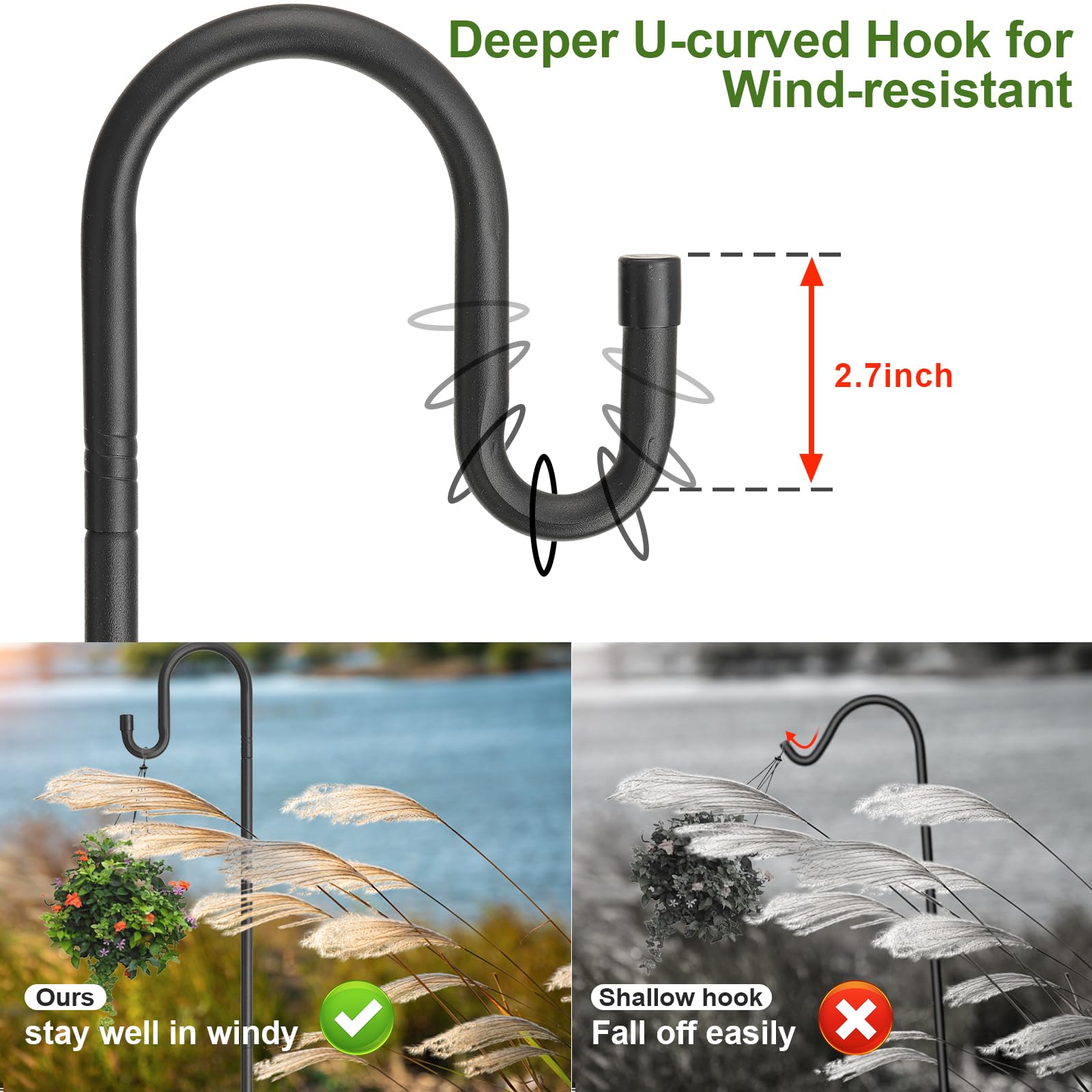 Rustproof matte black finish on bird feeder pole