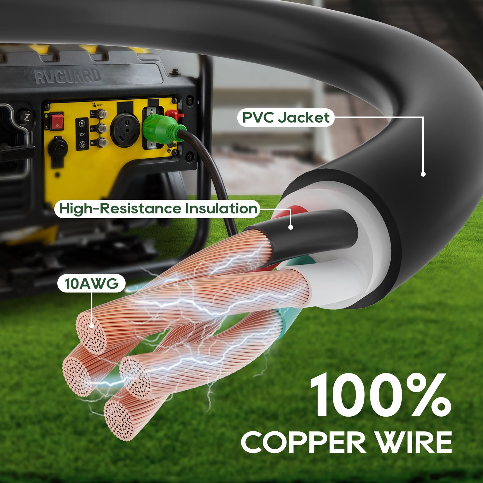 RVGUARD 10FT Generator Extension Cord back view