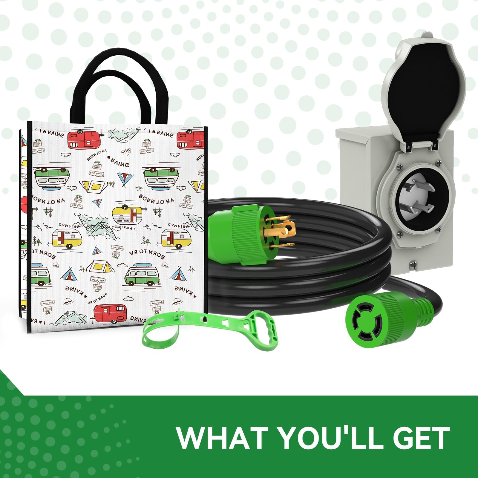 RVINGPRO generator cord and inlet box with accessories