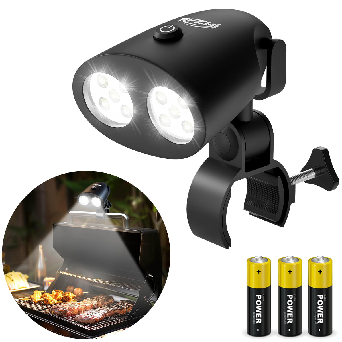RVZHI Grill Light front view with clamp attached