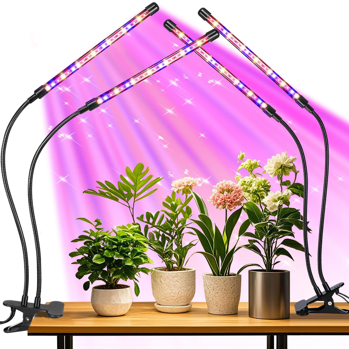 RWNTAO 2 Head LED Plant Grow Light with flexible gooseneck