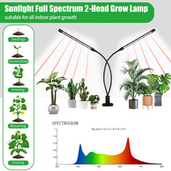 RWNTAO Grow Light showing flexible gooseneck and clips