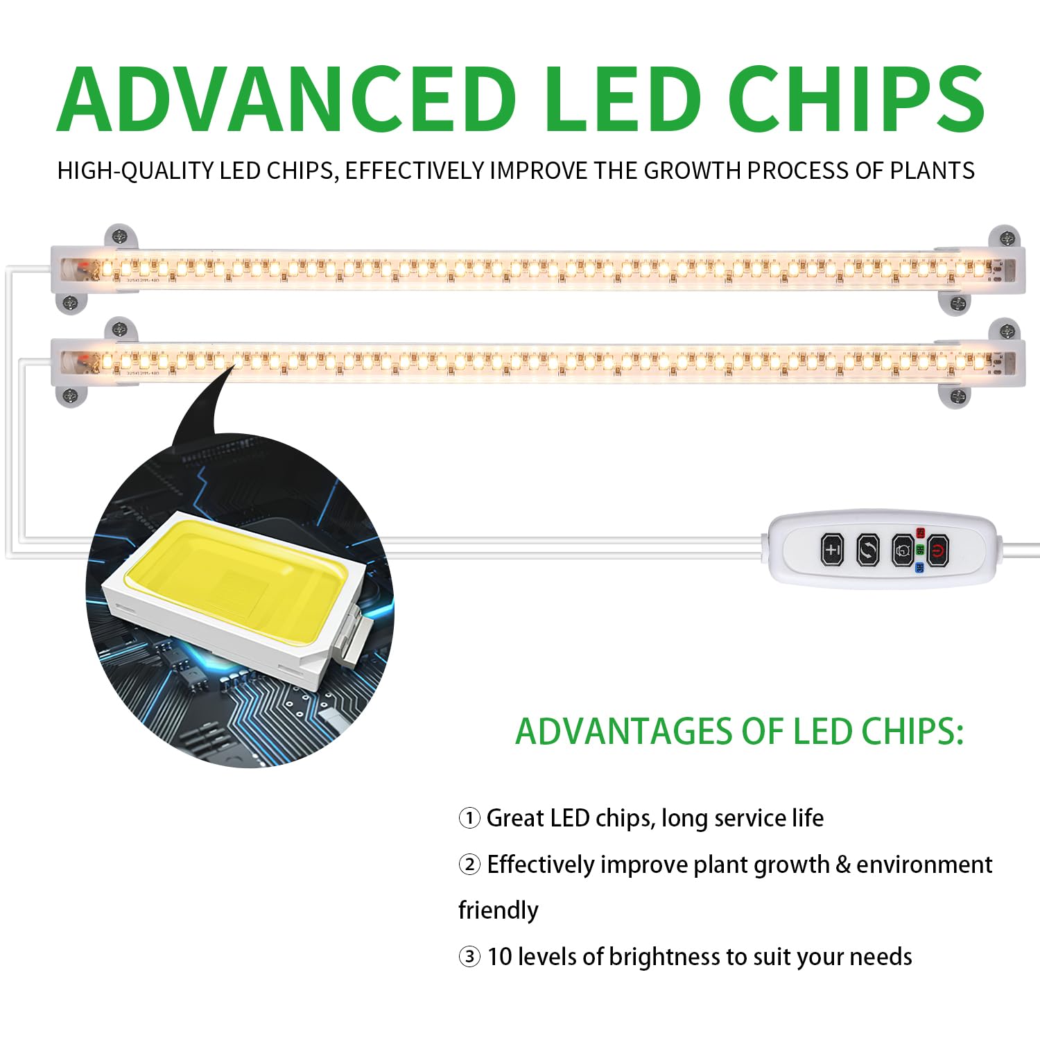 RWNTAO LED Grow Light Strips demonstrating dimmable settings