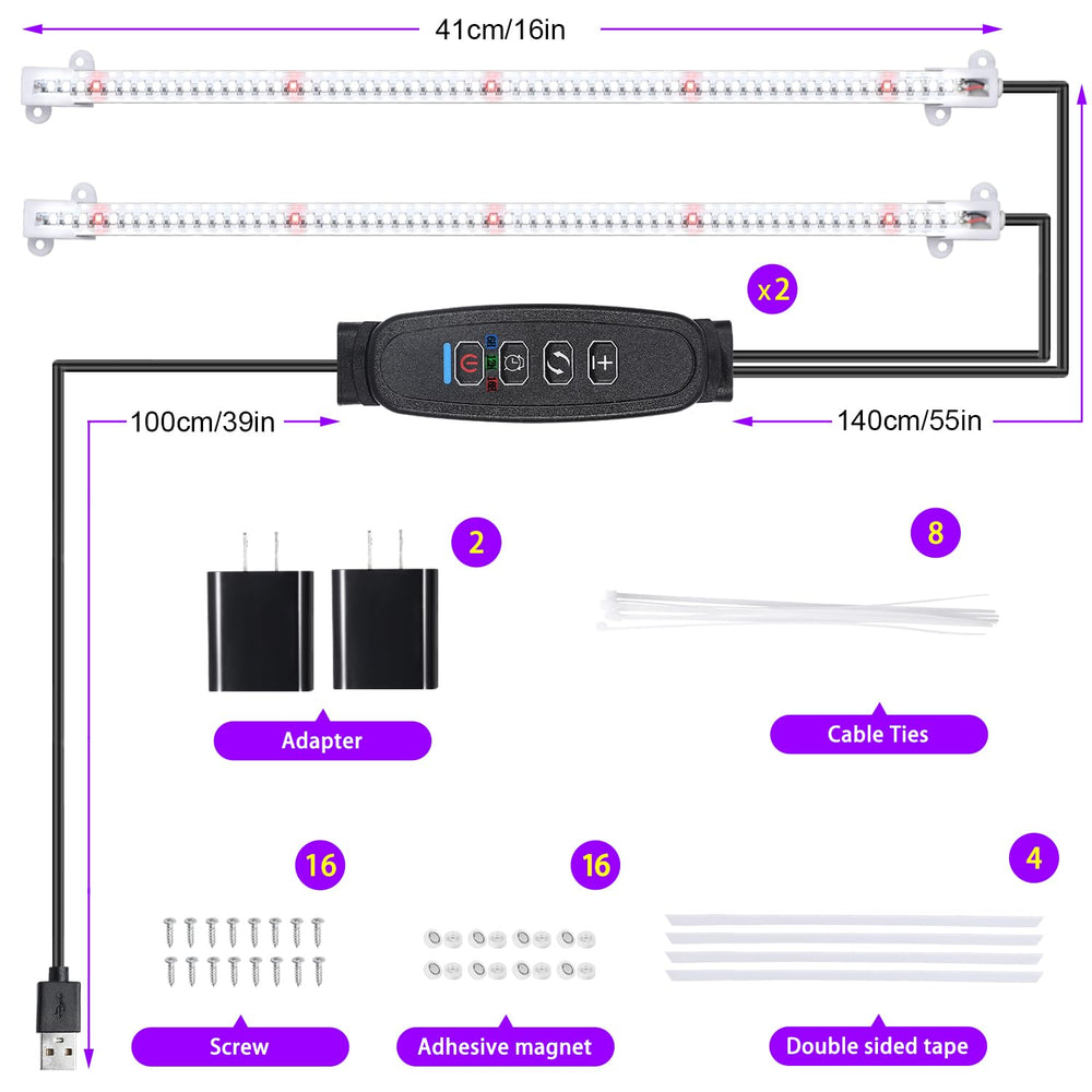 RWNTAO LED Grow Light Strips dimmable settings overview