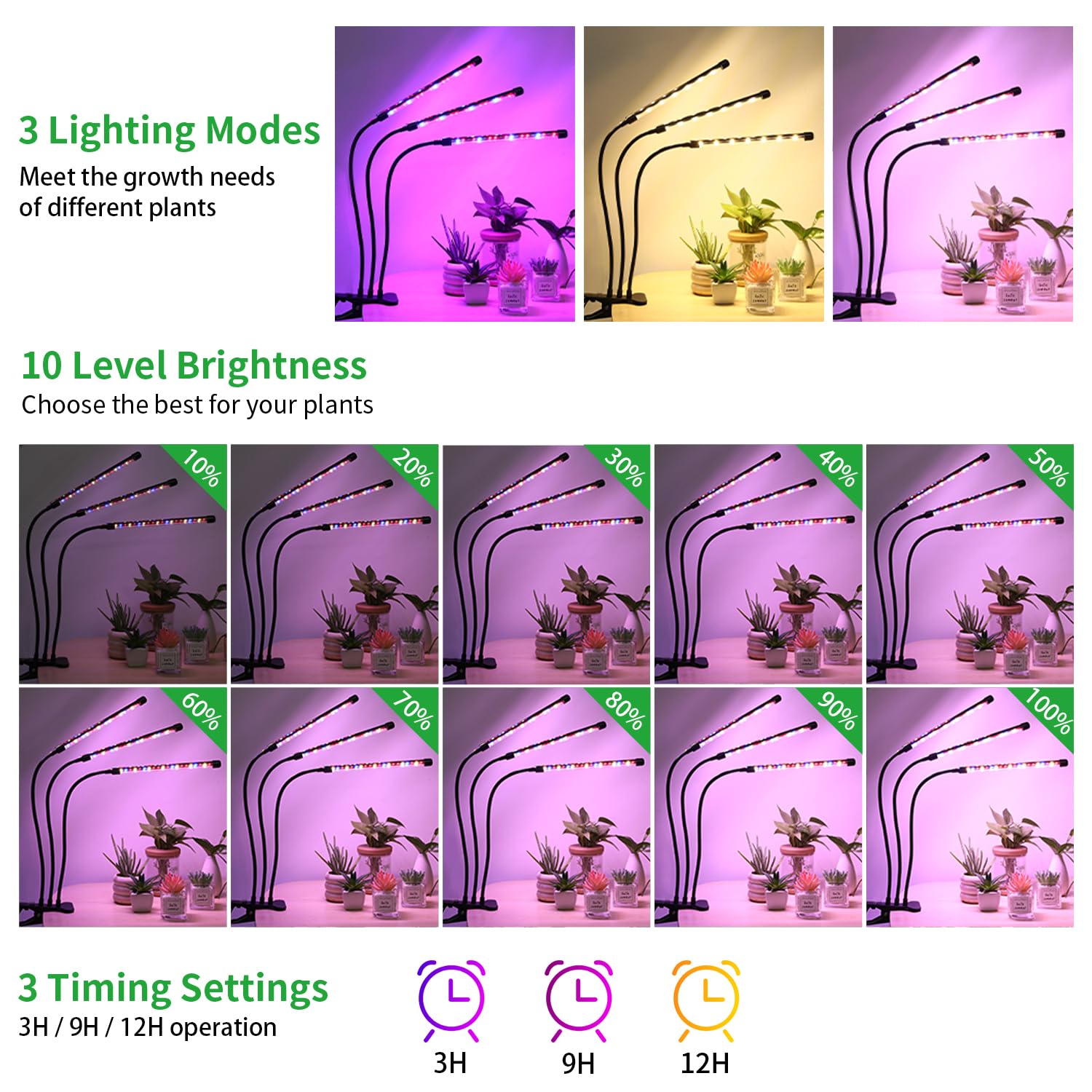 RWNTAO LED Plant Grow Light installation with flexible gooseneck