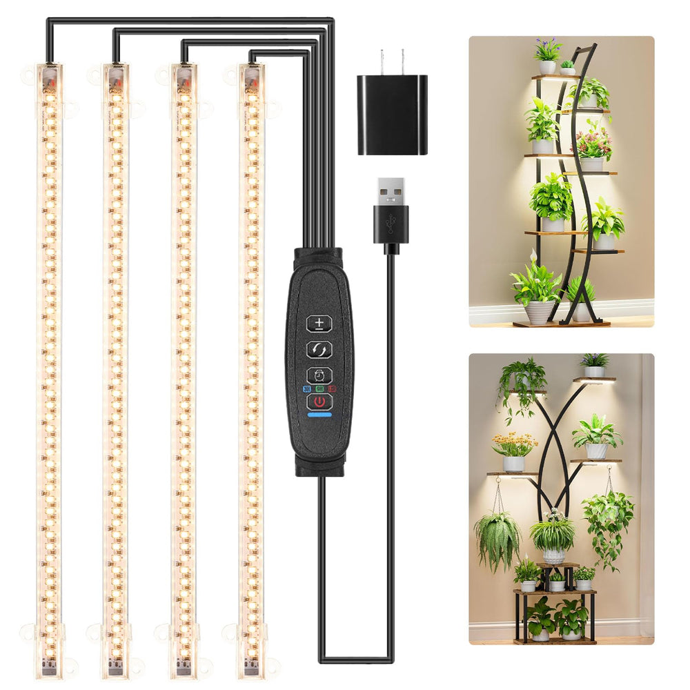 RWNTAO LED Plant Growing Lamp Strips with 4 heads and timer