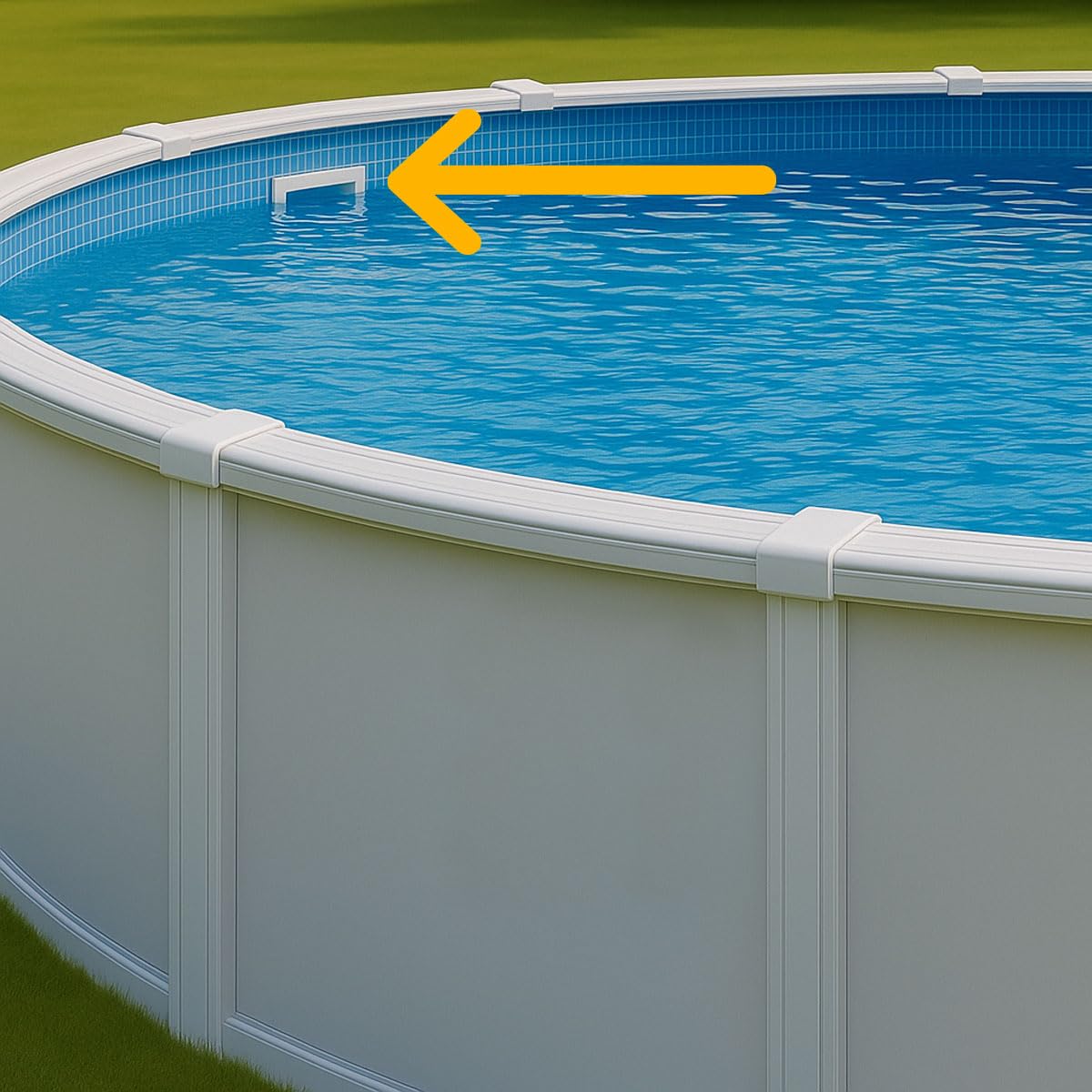 Rx Clear skimmer kit in use in an above-ground pool