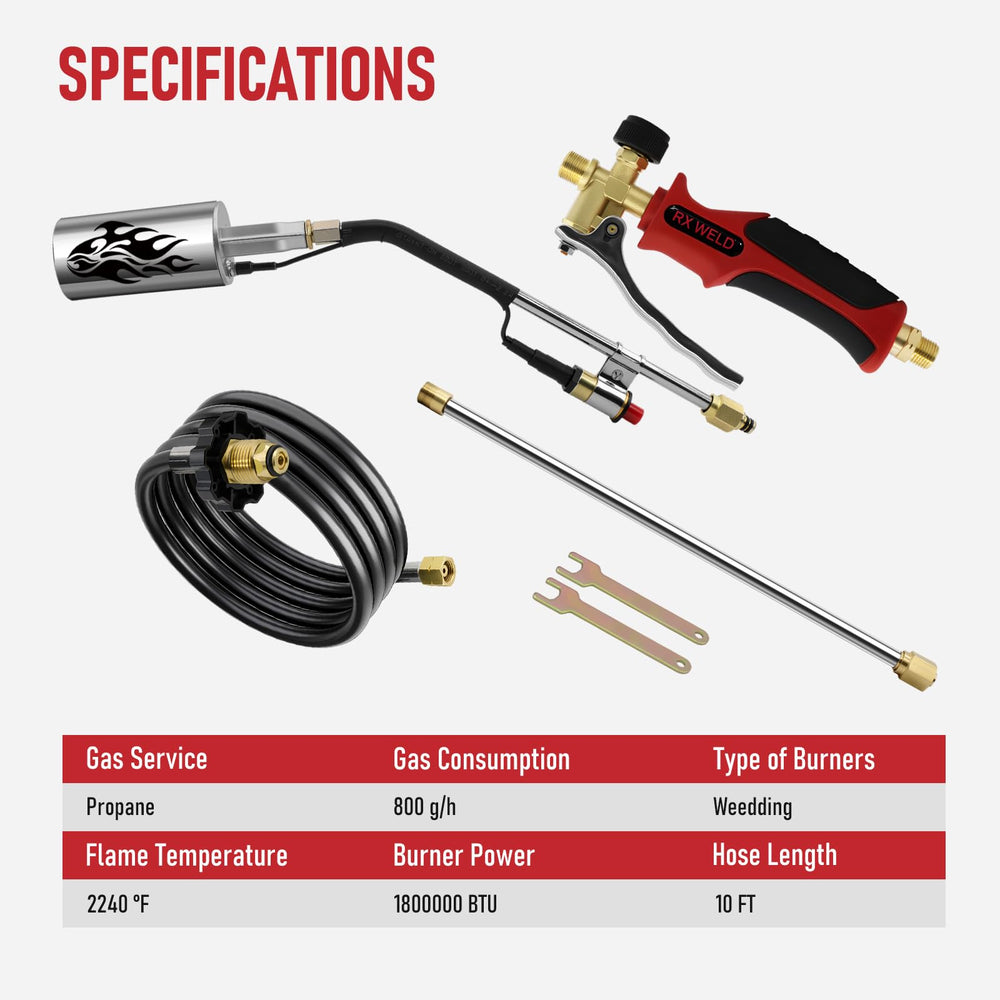 RX WELD Propane Weed Burner Torch with CSA-certified igniter