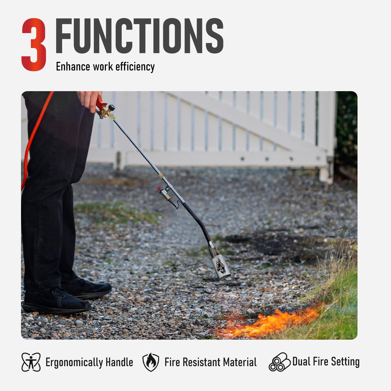 RX WELD Propane Weed Torch in use on a garden