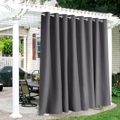 RYB HOME Extra Wide Outdoor Curtain grey front view