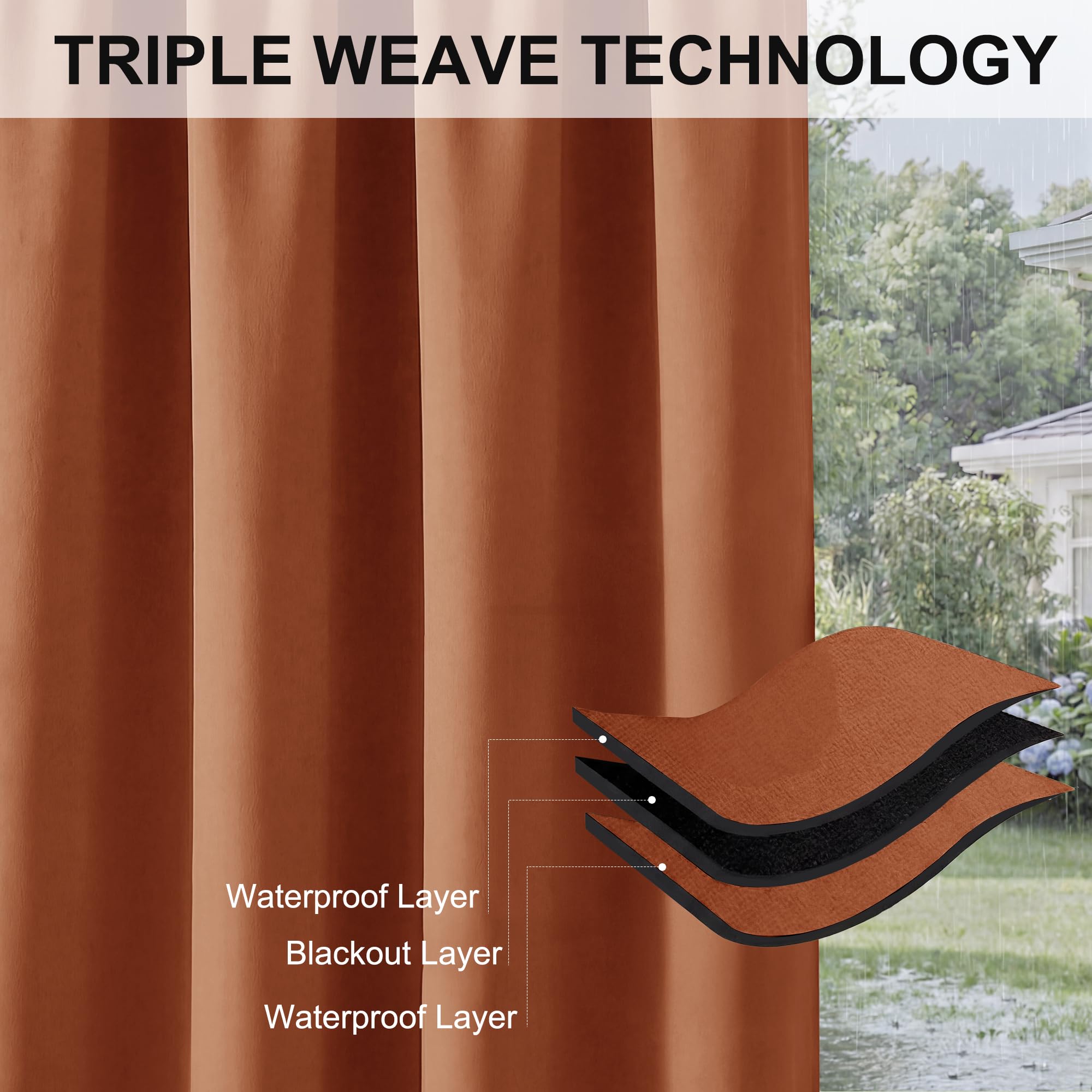 RYB HOME Mecca Red outdoor curtain with sun protection