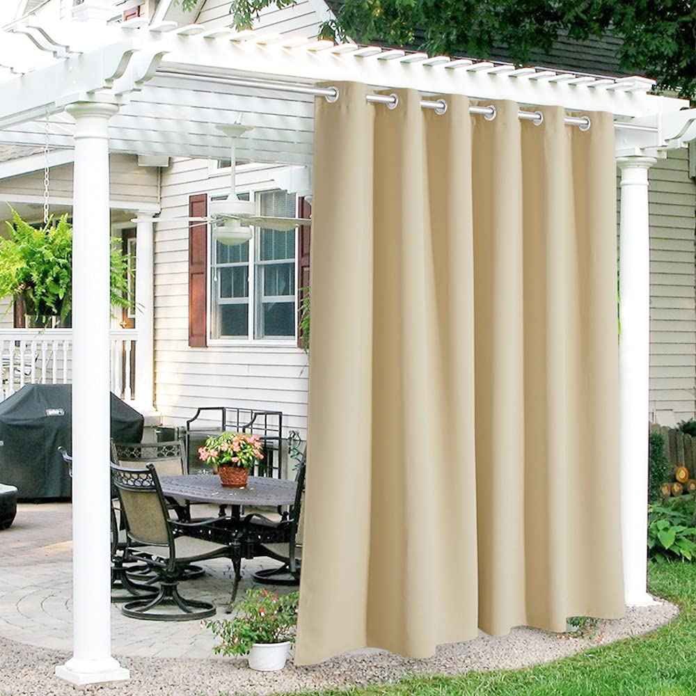 RYB HOME Outdoor Curtain Biscotti Beige front view