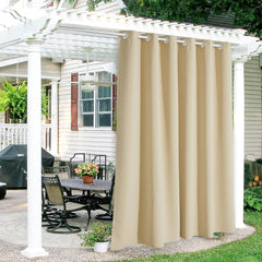 RYB HOME Outdoor Curtain Biscotti Beige front view