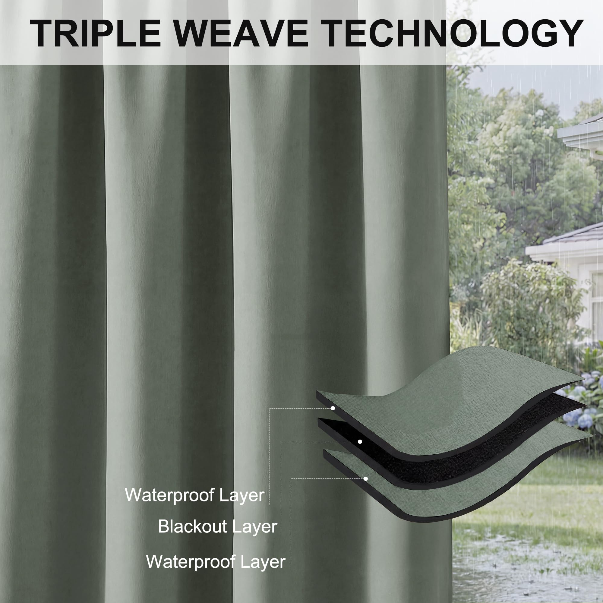 RYB HOME Outdoor Curtain folded showing fabric texture