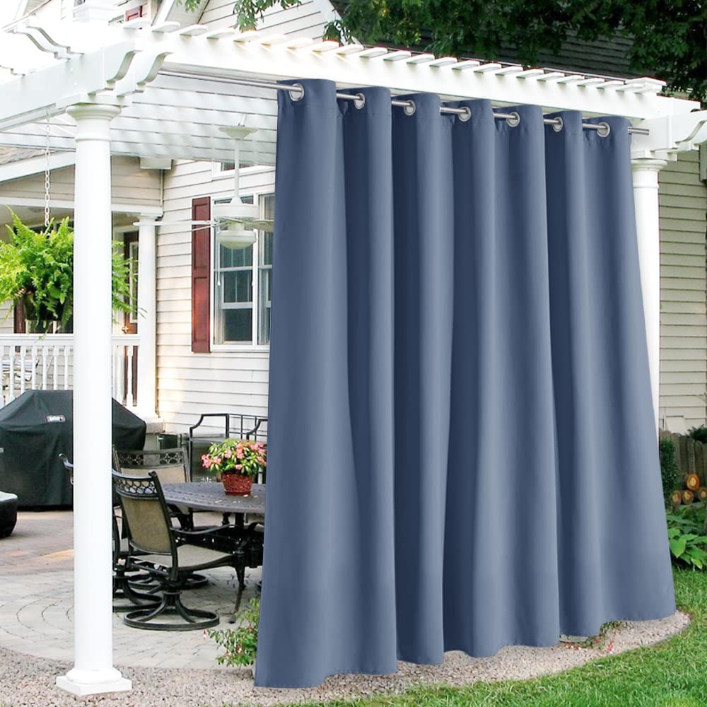 RYB HOME Outdoor Curtain front view in Stone Blue