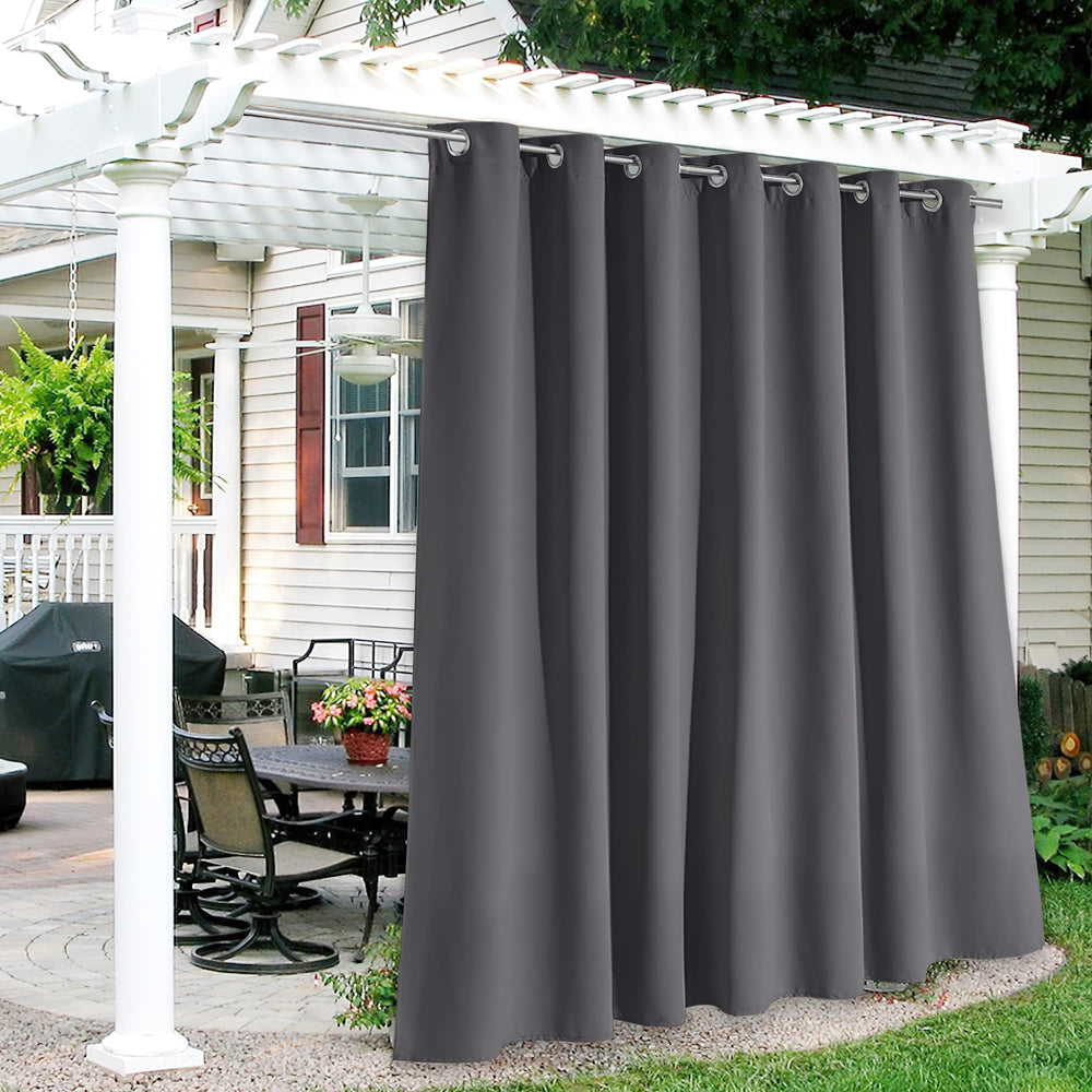 RYB HOME Outdoor Curtain Grey 100"W x 84"L front view