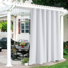 RYB HOME Outdoor Curtain Greyish White front view