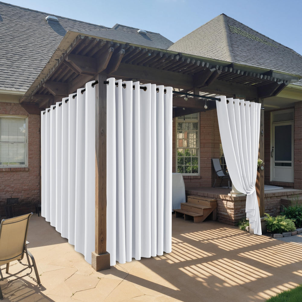 RYB HOME Outdoor Curtain Greyish White front view