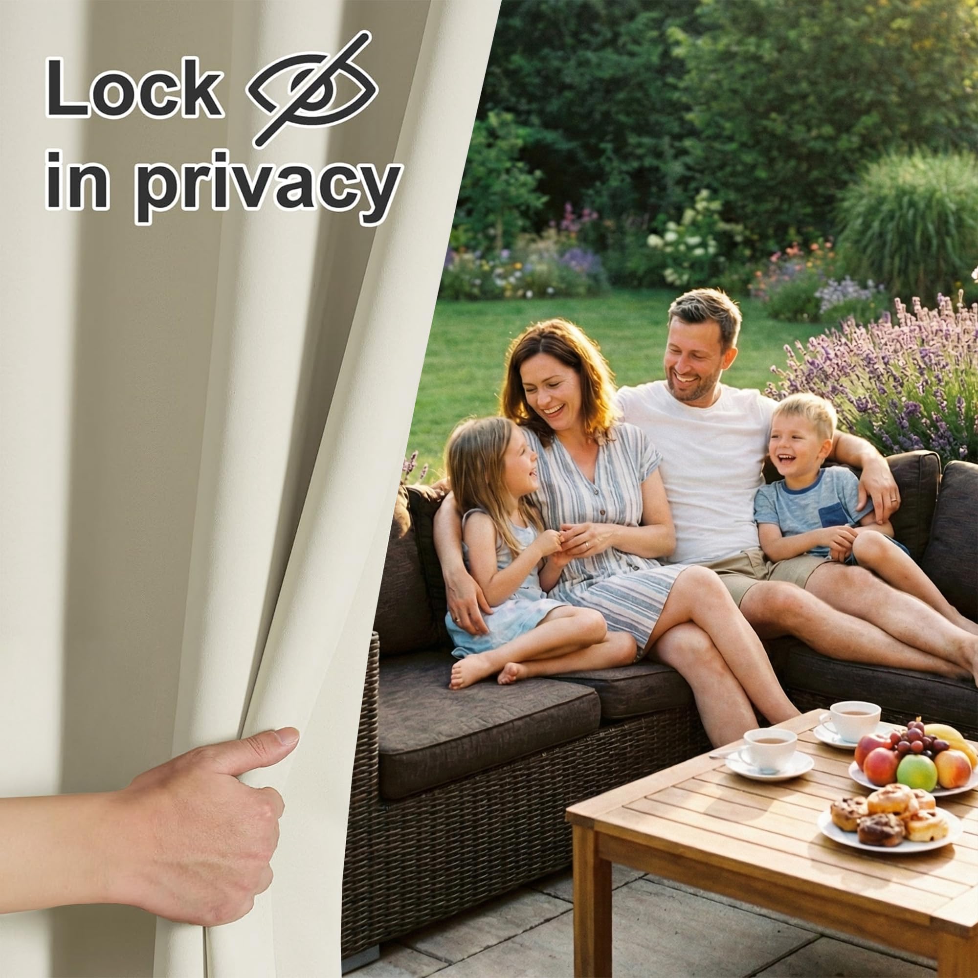 RYB HOME Outdoor Curtain hanging in a patio setting