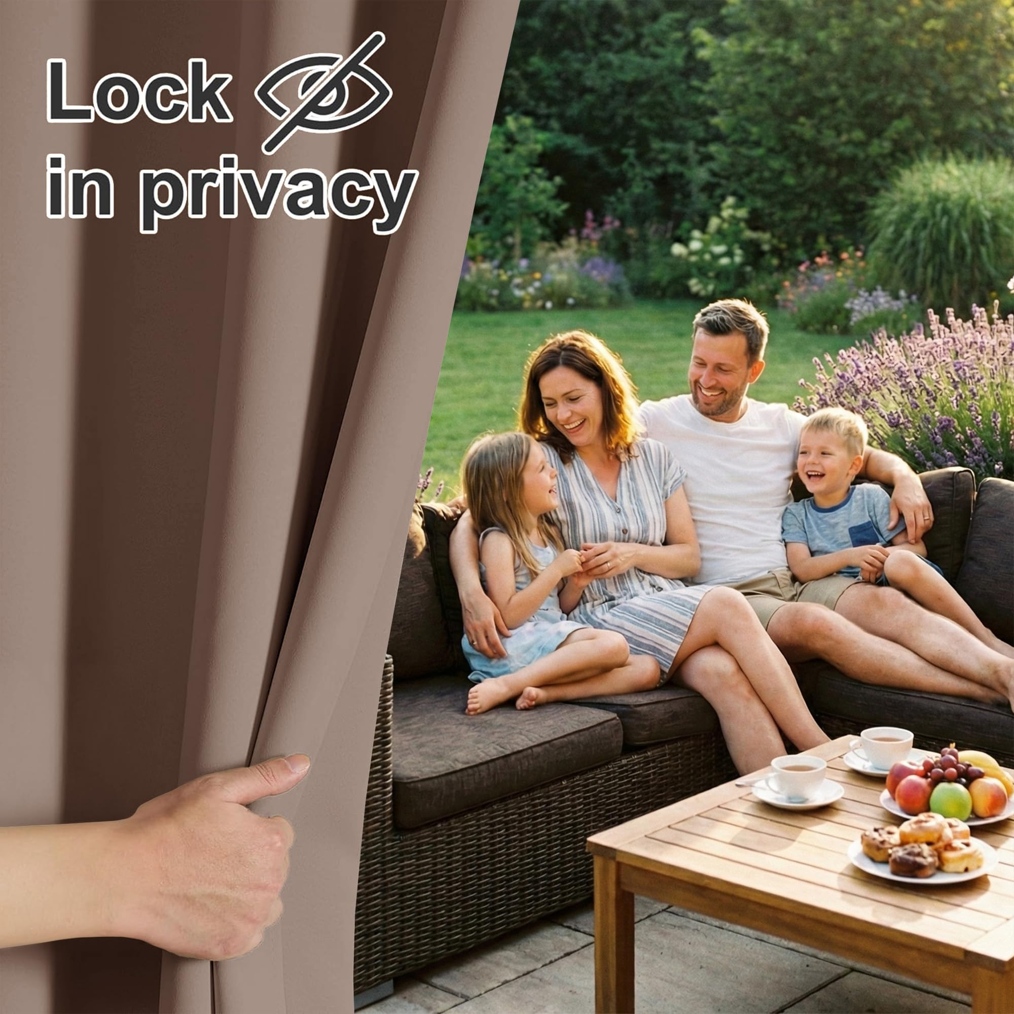 RYB HOME Outdoor Curtain hanging on a patio