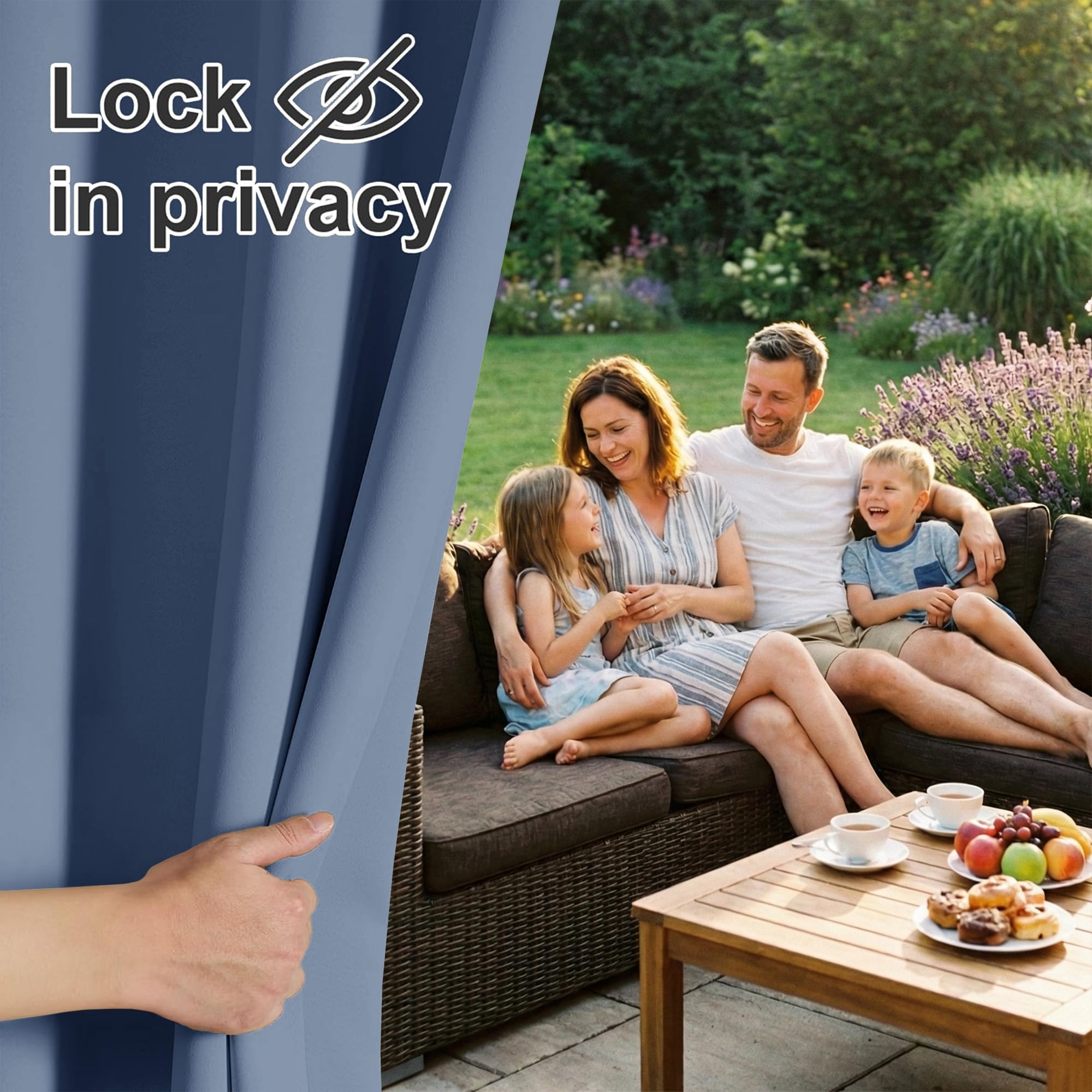 RYB HOME Outdoor Curtain hanging on patio