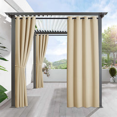 RYB HOME Outdoor Curtain in Biscotti Beige front view