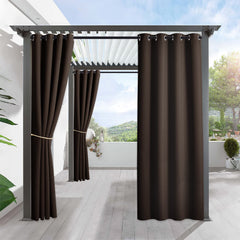 RYB HOME Outdoor Curtain in brown, front view