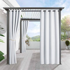 RYB HOME Outdoor Curtain in Greyish White, front view