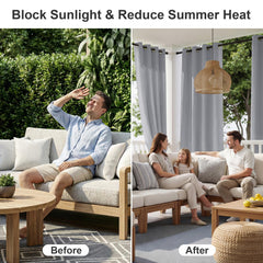 RYB HOME Outdoor Curtain light grey side view