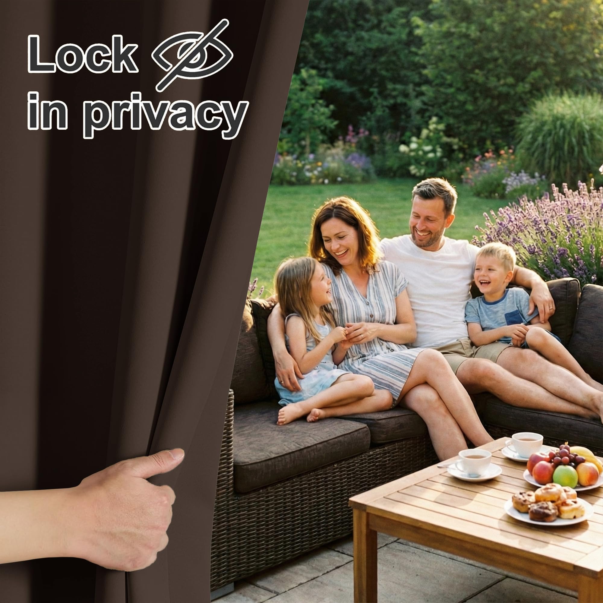 RYB HOME Outdoor Curtain showing waterproof fabric