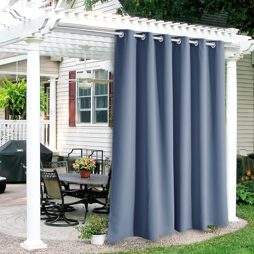 RYB HOME Outdoor Curtain Stone Blue front view