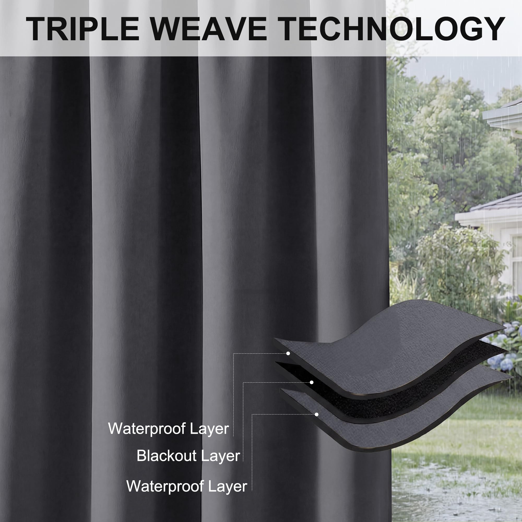 RYB HOME Outdoor Curtain with grommet detail