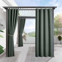 RYB HOME Outdoor Curtains Dark Green front view