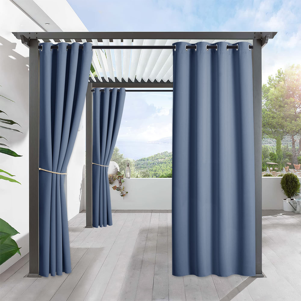 RYB HOME Outdoor Curtains Stone Blue front view