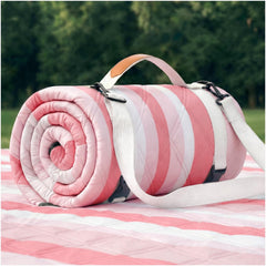 RYCHIC Extra Large Waterproof Picnic Blanket front view in pink