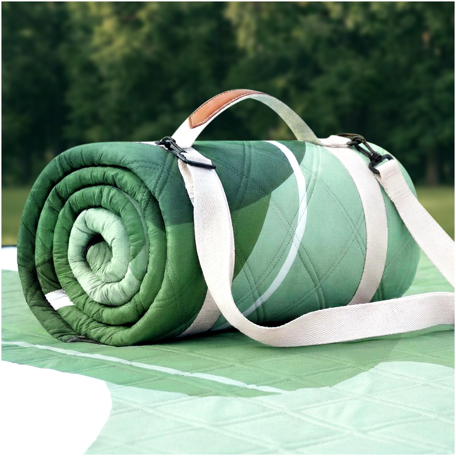 RYCHIC Extra Large Waterproof Picnic Blanket in Abstract Sage Green