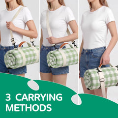 RYCHIC Picnic Blanket accommodating a family outdoors