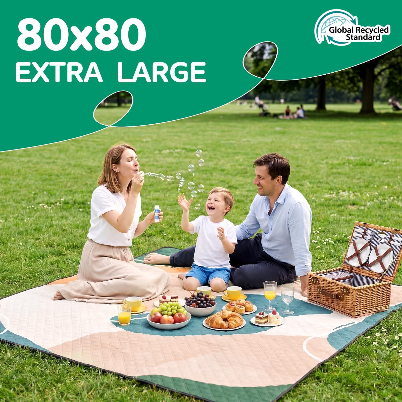 RYCHIC Picnic Blanket folded for easy transport