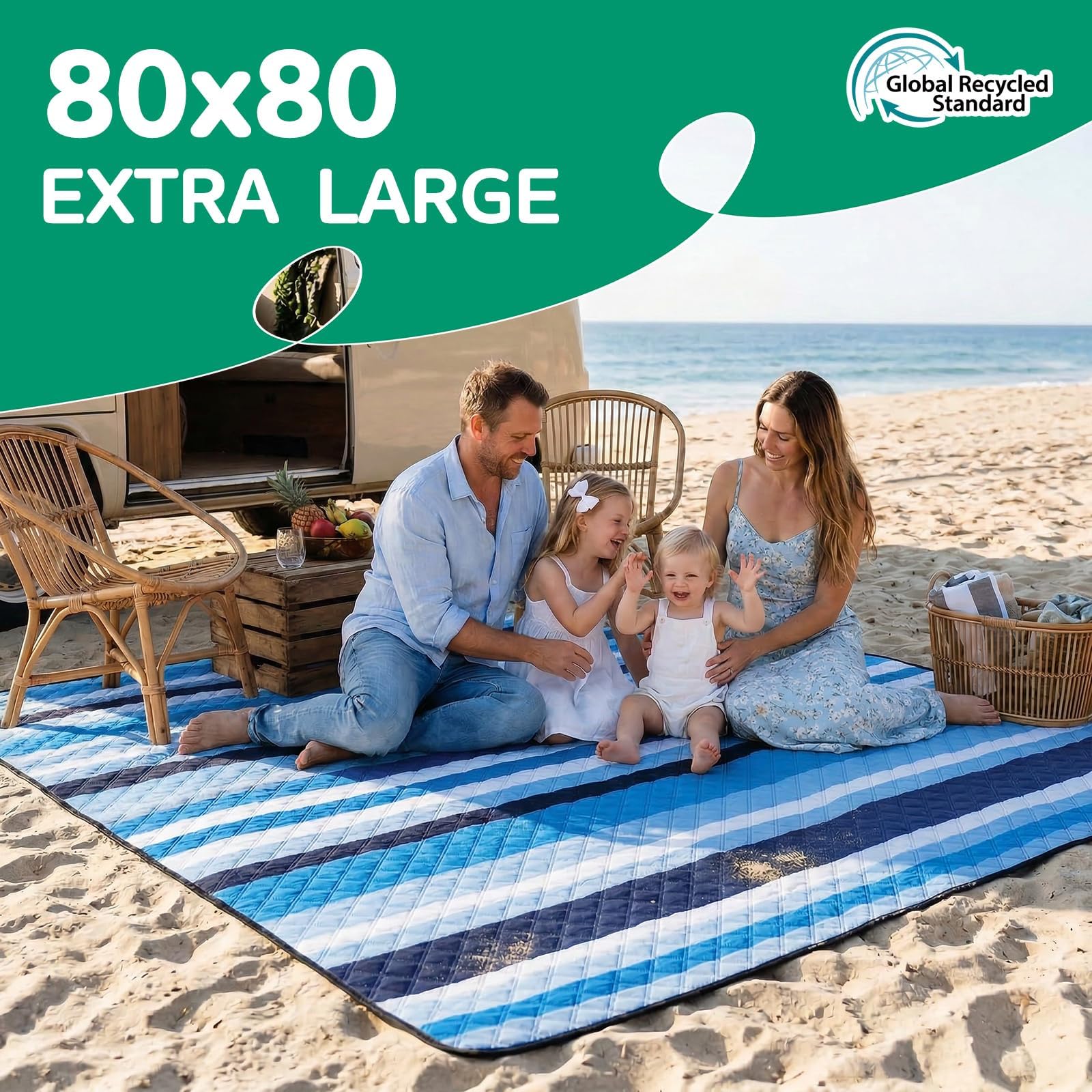 RYCHIC Picnic Blanket folded for easy transport