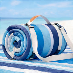 RYCHIC Waterproof Beach Blanket front view, Multi Navy