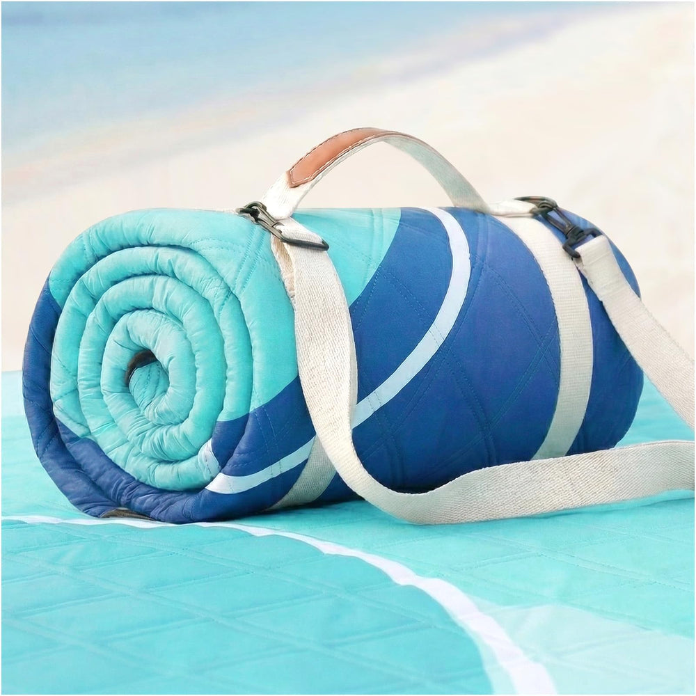 RYCHIC Waterproof Beach Blanket XL in Abstract Aqua front view