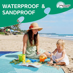 RYCHIC Waterproof Beach Blanket XL on grass with people enjoying picnic